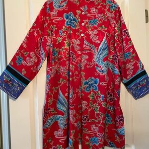 Chico's Red and Blue Floral Kimono